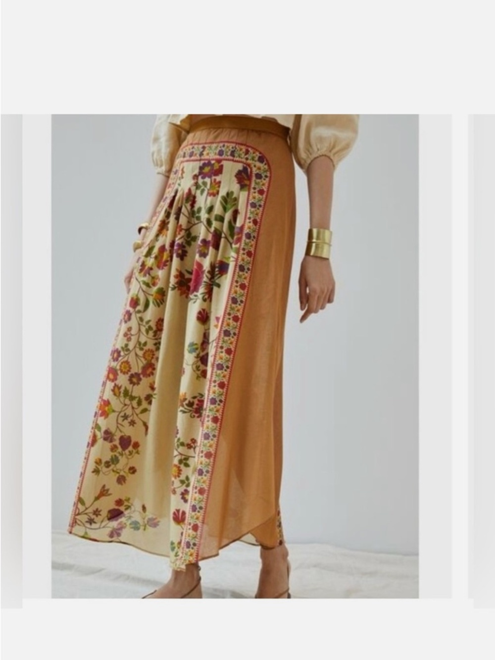Anthropologie Mes Demoiselles pleated floral maxi skirt